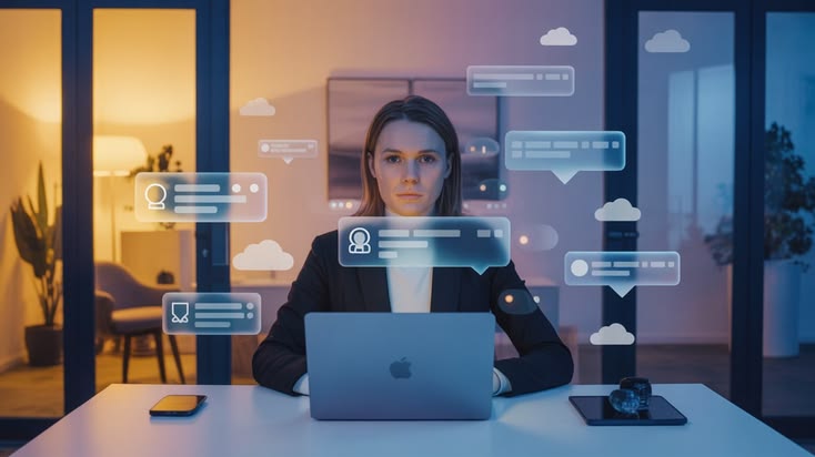 Dashboard showing improved customer service metrics with AI automation, highlighting efficiency gains and customer satisfaction.